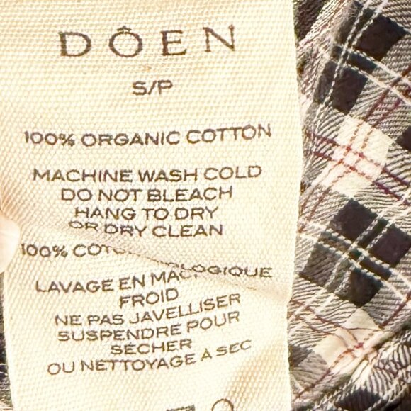 Doen Joelle Navy Counrty Side Plaid Checked Ruffle Collar Button Down Top Size S - Picture 5 of 7